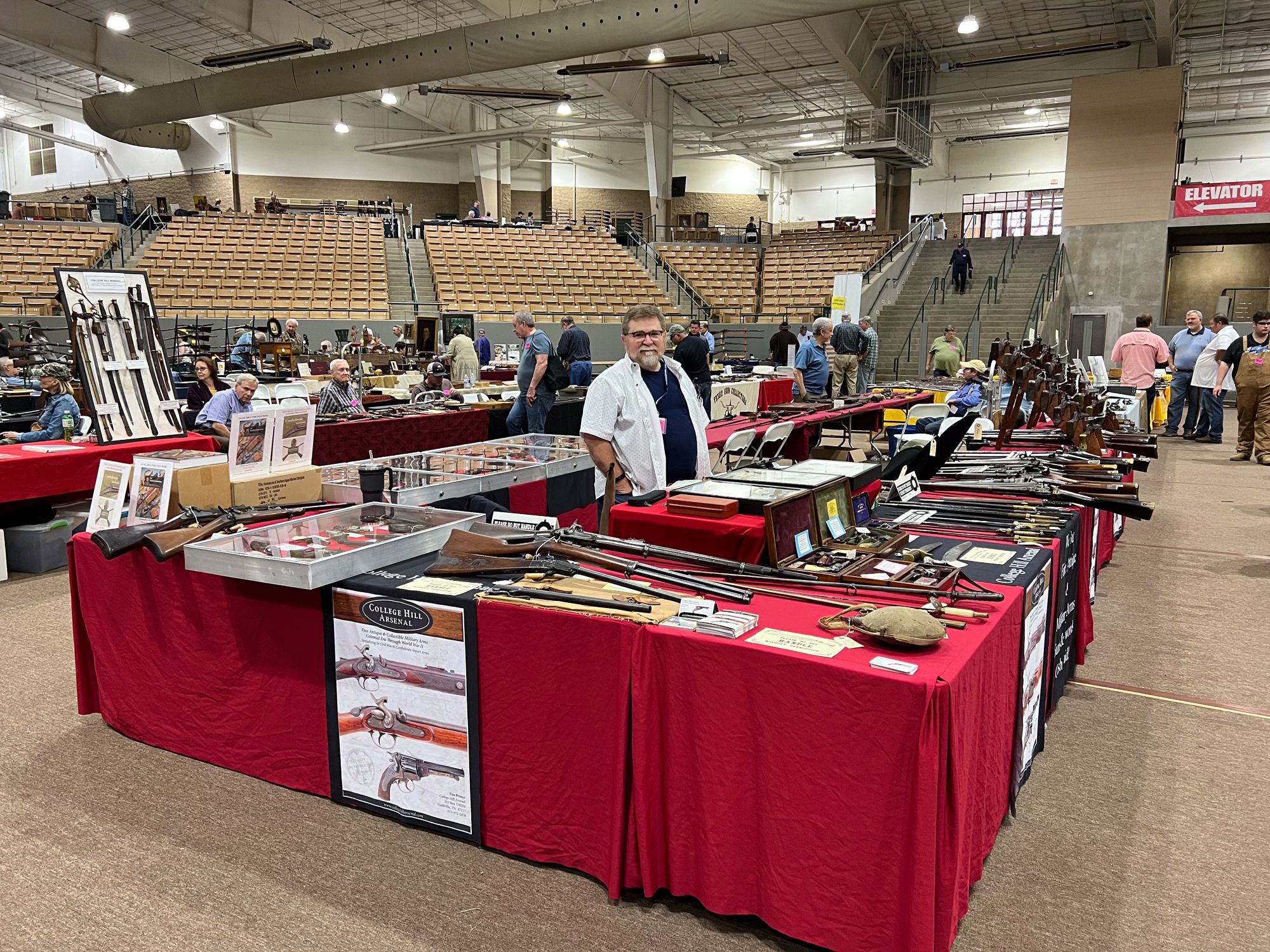 Dealer tables along an aisle